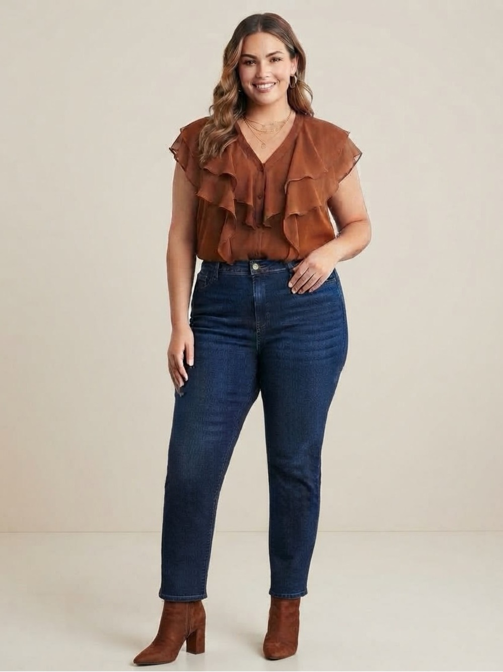 Worthington Blouse with Ruffles (pit to pit 29”
Length 26”)